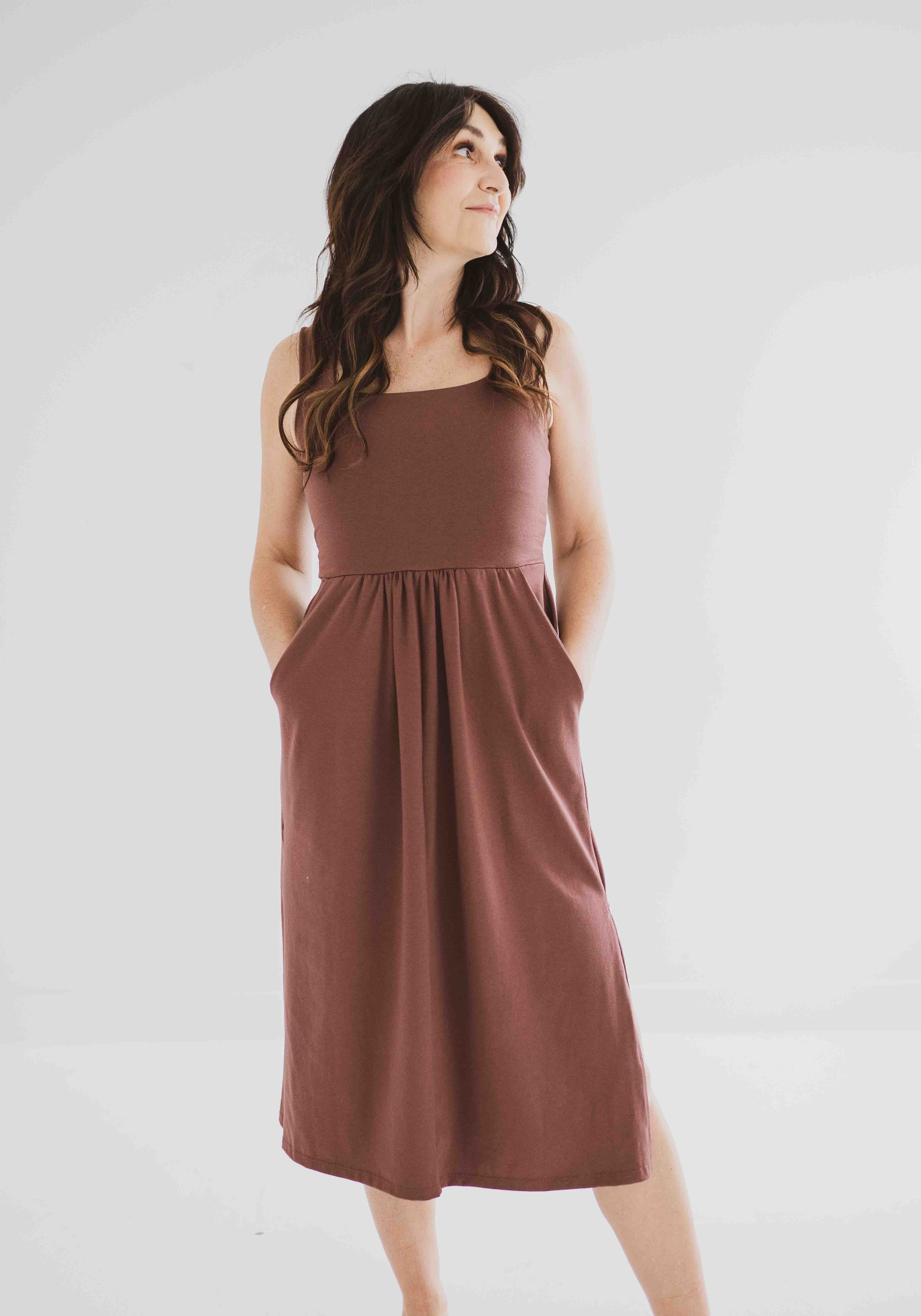 square neck tank dress with pockets clothing made in canada