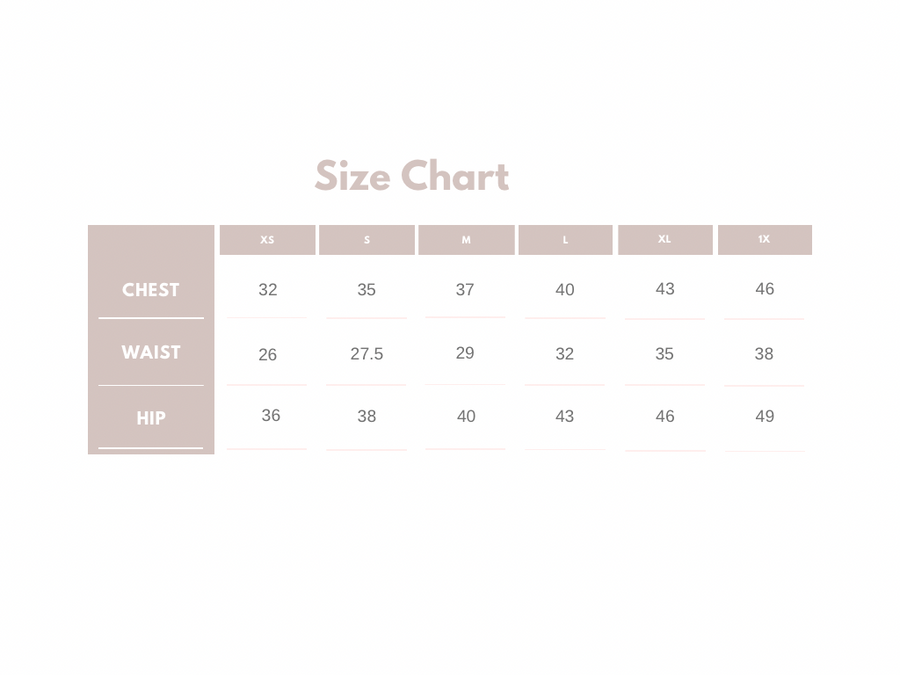 Ang Hill woman's size chart
