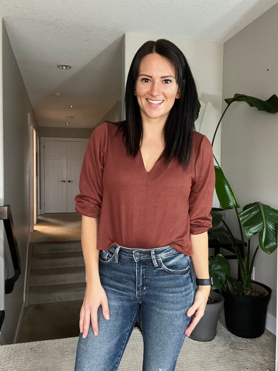 Ally Cropped Sweater in Chestnut
