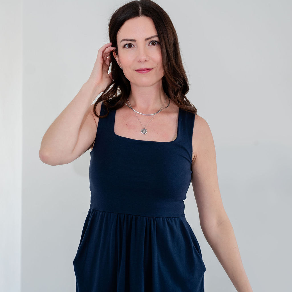[PRE-ORDER] Audrey Square Neck Cotton Modal Tank Dress