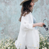 Maeve Oversized Off-White Lyocell Button up Shirt
