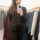 Holly Button-up Cardigan in Soft Black
