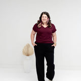 [PRE-ORDER] Bennie Bamboo V-neck T-shirt in Burgundy