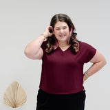 [PRE-ORDER] Bennie Bamboo V-neck T-shirt in Burgundy