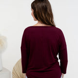 [PRE-ORDER] Monika 3/4 Sleeve Bamboo T-shirt in Burgundy