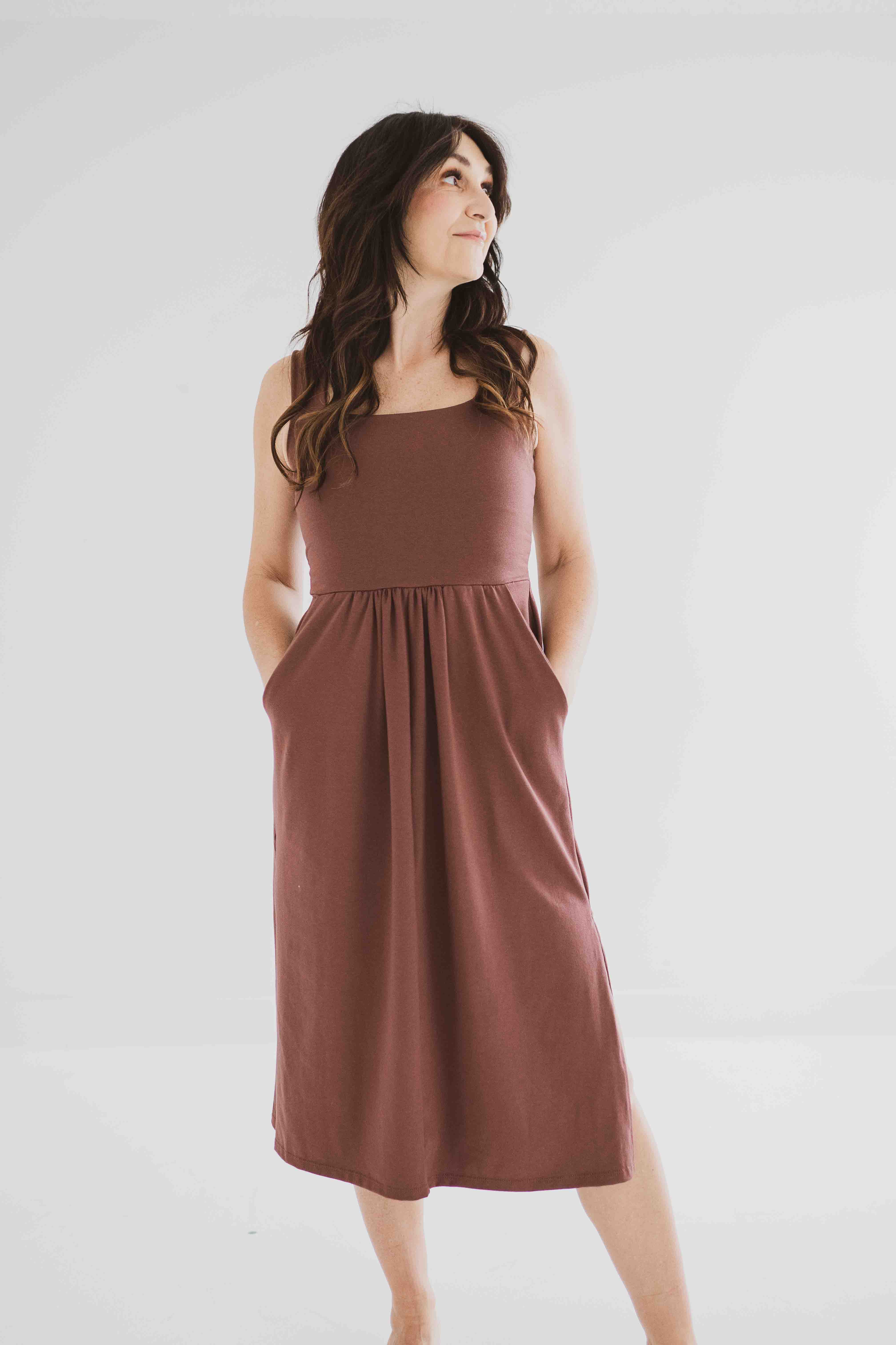 square neck tank dress with pockets clothing made in canada