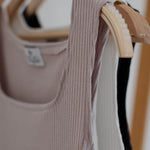close up of ribbed square neck tank top