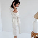 [PRE-ORDER] Gracie Hemp + Organic Cotton Striped Dress with Buttons