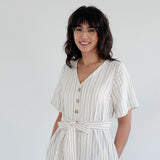 [PRE-ORDER] Gracie Hemp + Organic Cotton Striped Dress with Buttons