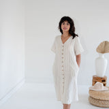 [PRE-ORDER] Gracie Hemp + Organic Cotton Striped Dress with Buttons