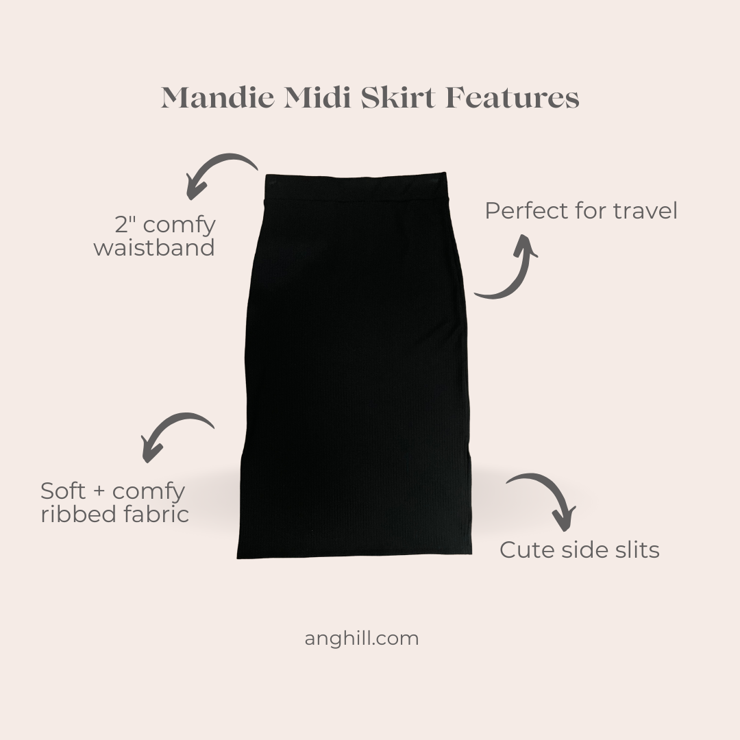 Ang Hill Black Midi Skirt Infographic
