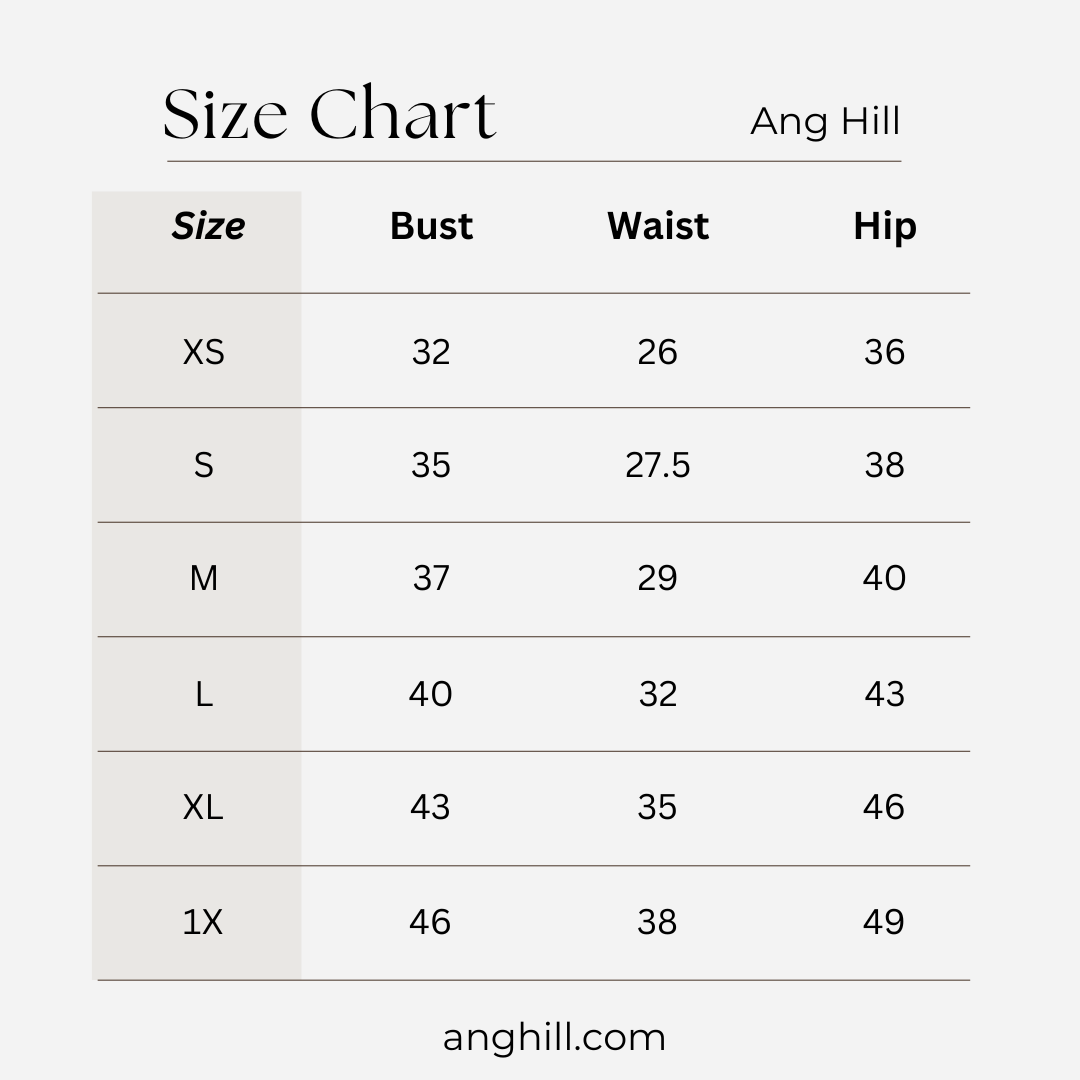 Ang Hill size chart