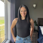 black high neckline tank top