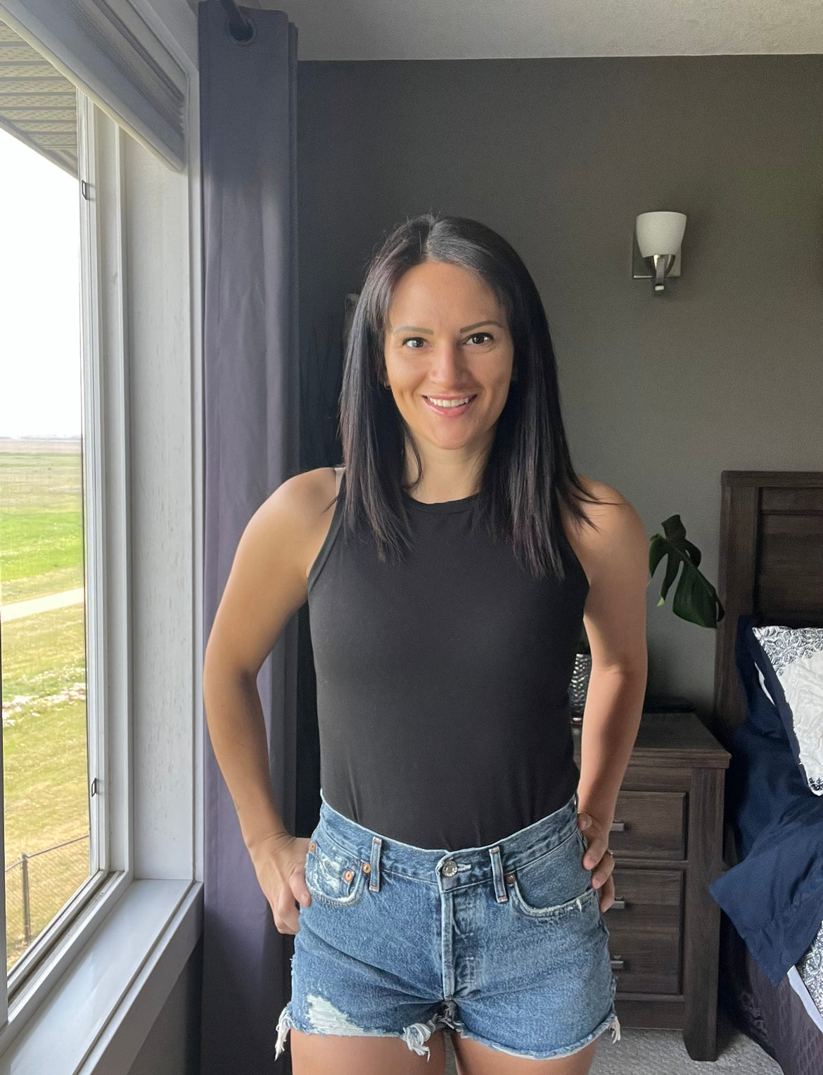black high neckline tank top