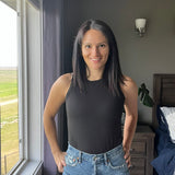black high neckline tank top