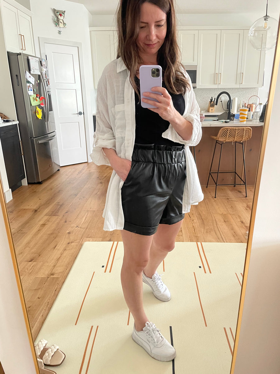 Shelby Paperbag Shorts in Vegan Leather