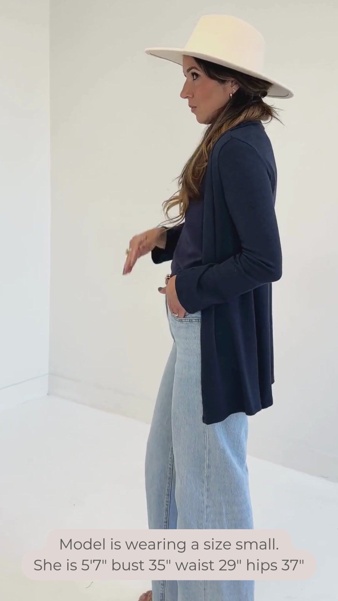 Made in canada carolina cardigan in navy video