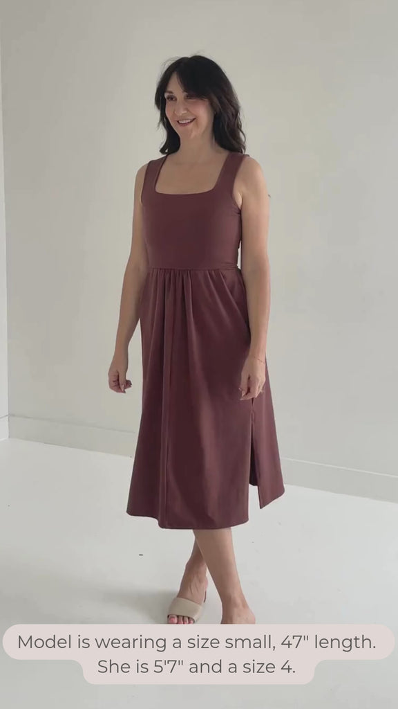 video of square neck tank dress with pockets clothing made in canada