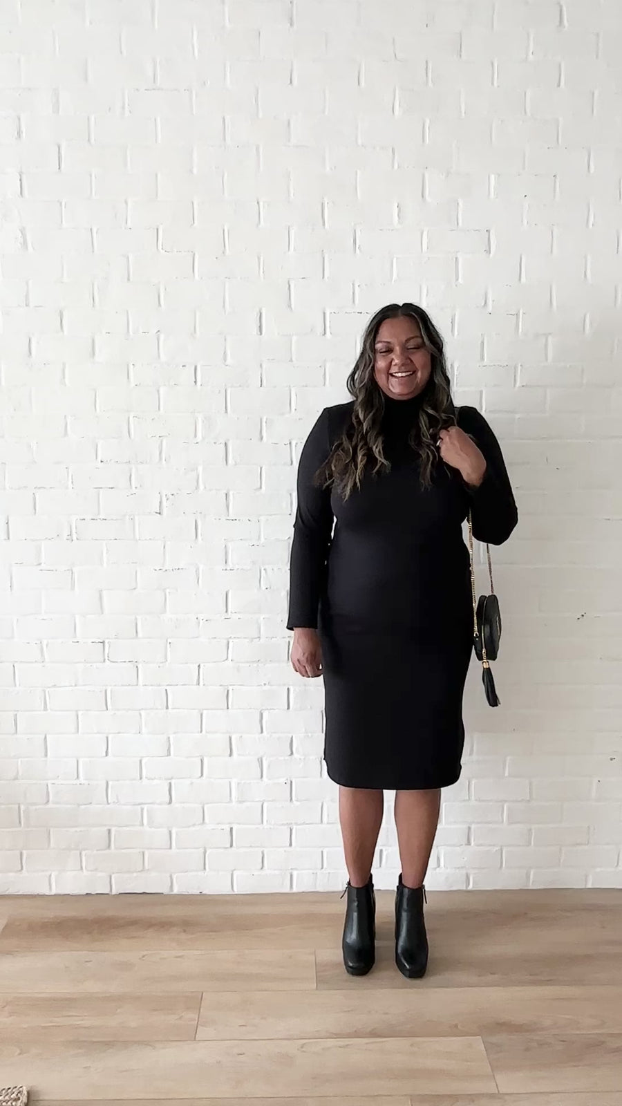 Sarah Turtleneck Ribbed Midi Dress