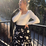 Tracey square neck long sleeve top in vanilla FINAL SALE: SAMPLE
