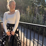 Tracey square neck long sleeve top in vanilla FINAL SALE: SAMPLE