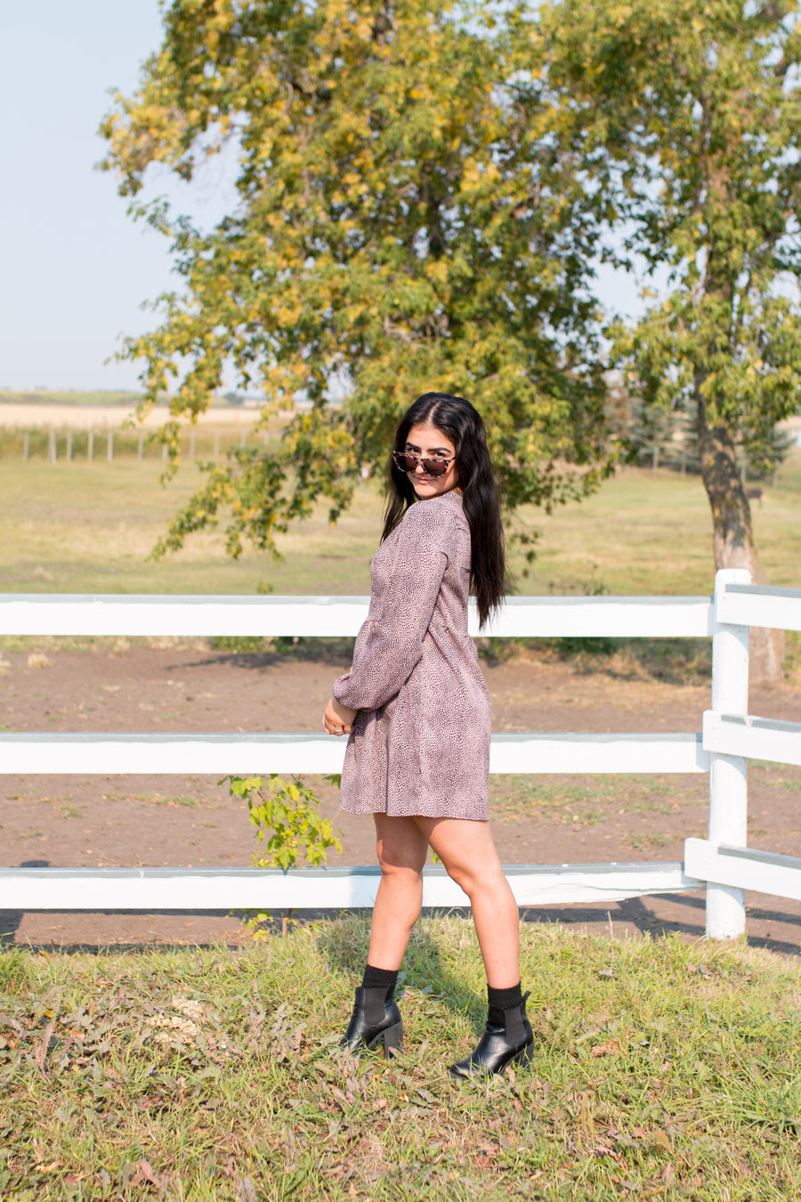 Madison Animal Print Long Sleeved Dress