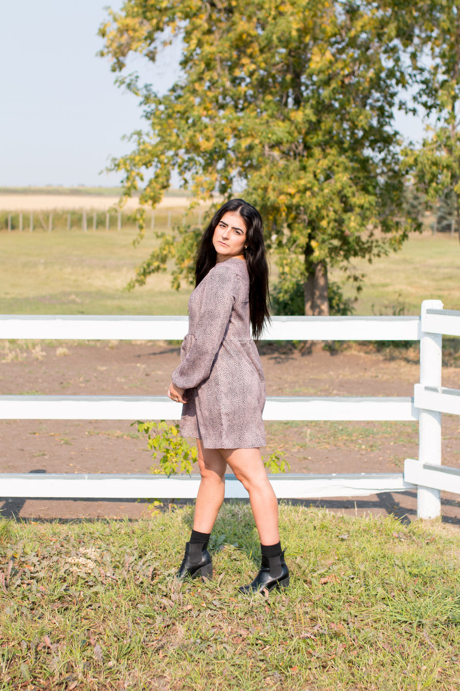 Madison Animal Print Long Sleeved Dress