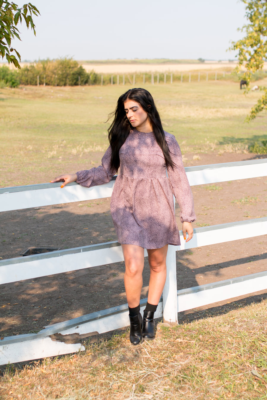 Madison Animal Print Long Sleeved Dress