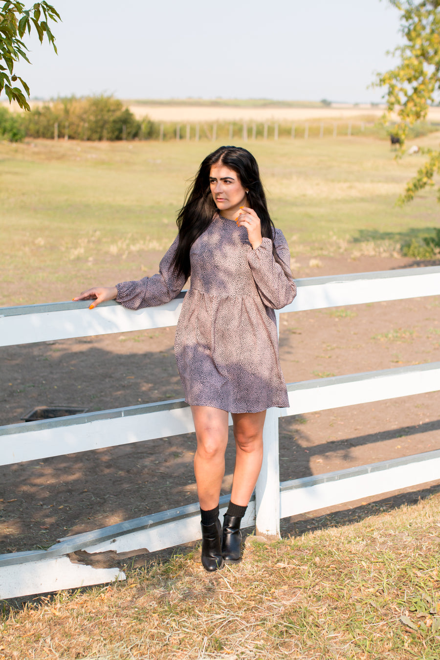 Madison Animal Print Long Sleeved Dress